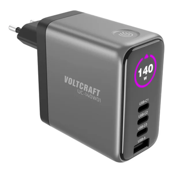 VOLTCRAFT UC-140W01 USB Ladegerät 1x USB-A, 3x USB-C® USB PD Schwarz GaN, USB Power Delivery (USB-PD), Schnellladegerät (VC-17776050)
