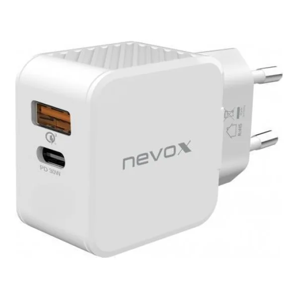 nevox USB PD Type C + USB QC 3.0 Ladegerät 30 Watt weiß (2009)