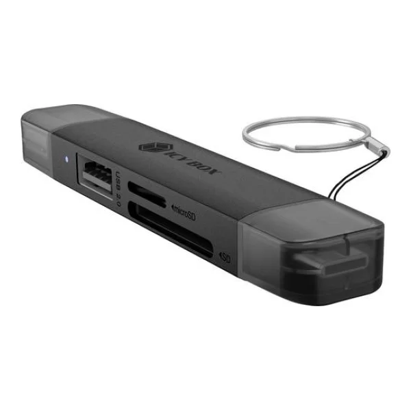 ICY BOX IB-CR203-CU3 Externer Speicherkartenleser USB-A (USB 3.2 Gen 1), USB-C® (USB 3.2 Gen 1), USB-A (USB 2.0) Schwarz