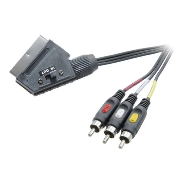 SpeaKa Professional SCART / Composite Cinch TV, Receiver Anschlusskabel [1x SCART-Stecker - 3x Cinch-Stecker] 2m Schwarz