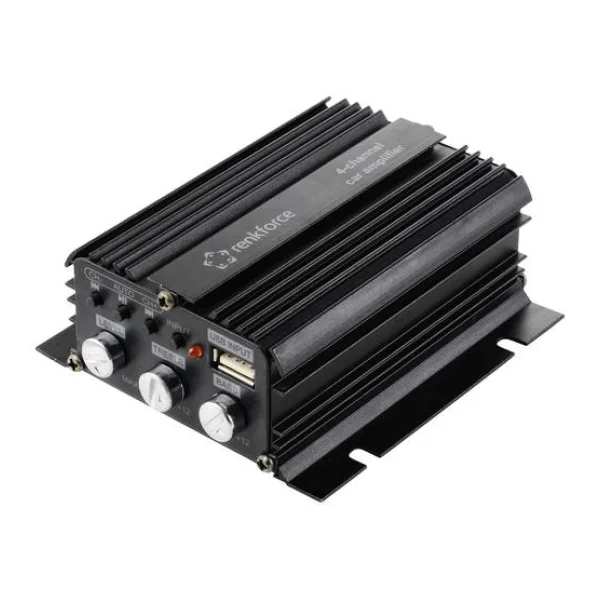 Renkforce RF-CMP-204 4-Kanal Endstufe 200W Bluetooth®-/USB-Audiowiedergabe, Lautstärke-/Bass-/Höhen-Regelung