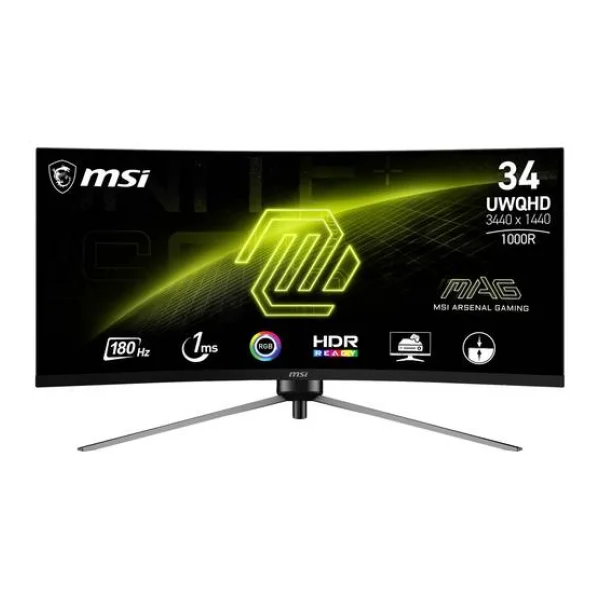 MSI MAG 345CQRDE Gaming Monitor EEK F (A - G) 86.4cm (34 Zoll) 3440 x 1440 Pixel 16:9 1 ms HDMI®, DisplayPort, Kopfhörer-Buchse
