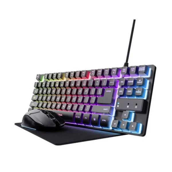 Trust GXT794 Kabelgebunden, Bluetooth® Gaming-Tastatur, Maus-Set Beleuchtet Deutsch, QWERTZ Schwarz