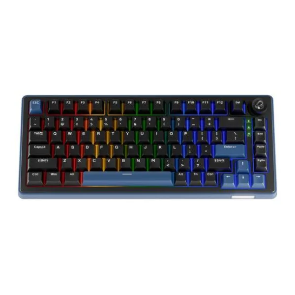 Ducky OK-M 75 - KTT Baby Blue Bluetooth®, Funk, USB Gaming-Tastatur Englisch, QWERTY Schwarz Abnehmbares Kabel, Beleuchtet