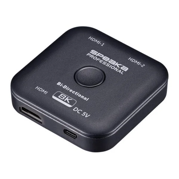 SpeaKa Professional SP-11990132 2 Port HDMI-Switch UHD 8K @ 60Hz bidirektional verwendbar 7680 x 4320 Pixel