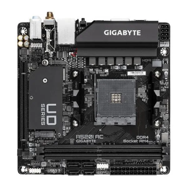 Gigabyte A520I AC Mainboard Sockel (PC) AMD® AM4 Formfaktor (Details) Mini-ITX Mainboard-Chipsatz AMD® A520