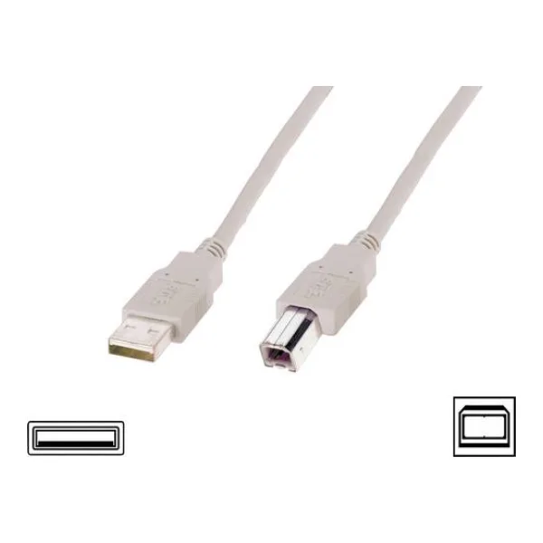 Digitus USB-Kabel USB 2.0 USB-A Stecker, USB-B Stecker 3.00m Beige AK-300102-030-E