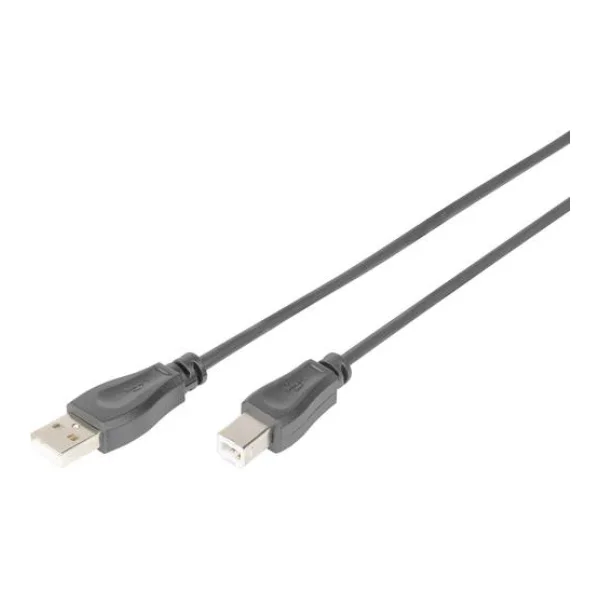 Digitus USB-Kabel USB 2.0 USB-A Stecker, USB-B Stecker 0.50m Schwarz Rund, doppelt geschirmt AK-300105-005-S