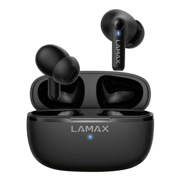 Lamax Clips1 Play In Ear Headset Bluetooth® Stereo Schwarz Batterieladeanzeige, Ladecase, Lautstärkeregelung, Schweißresistent