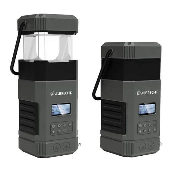 Albrecht DR114 Outdoorradio DAB+, UKW Notfallradio, USB, Bluetooth® mit Laterne, Handkurbel, Akku-Ladefunktion, Solarpanel