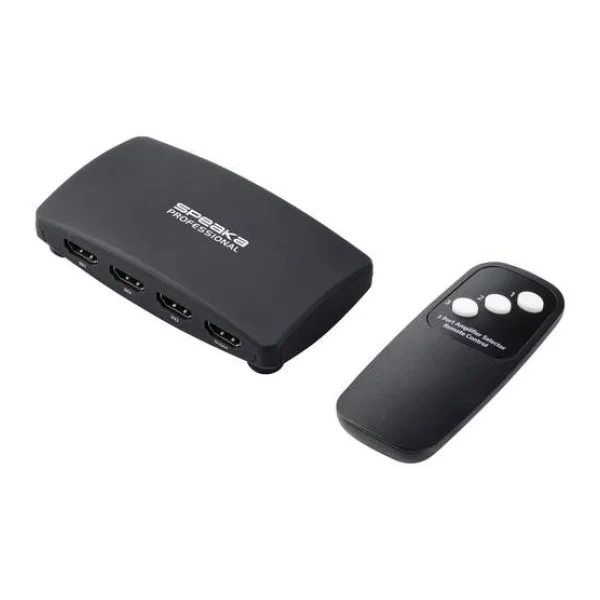SpeaKa Professional SP-HDS-200 3 Port HDMI-Switch mit Fernbedienung UHD 8K @ 60 Hz, UHD 4K @ 120Hz