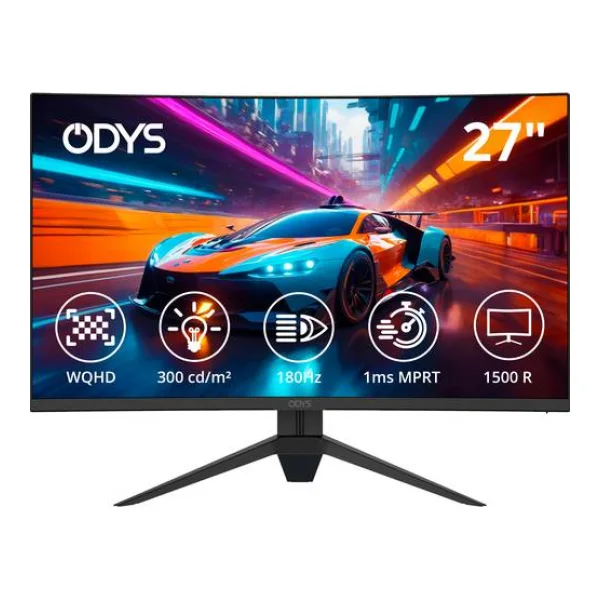 ODYS Q27-X LED-Monitor EEK F (A - G) 68.6cm (27 Zoll) 2560 x 1440 Pixel 16:9 1 ms HDMI® 2.1, DisplayPort, Kopfhörer