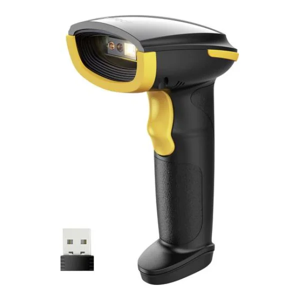Inateck 2D Wireless Barcode-Scanner Bluetooth®, Funk 2D Imager Black, Gelb Hand-Scanner USB