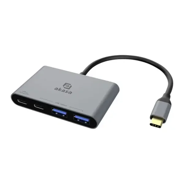 Akasa 2+2 Port USB-Hub mit USB-C® Stecker, mit Schnellladeport Aluminium (eloxiert) AK-CBCA31-18BK USB Type-C 4-In-1 Hub