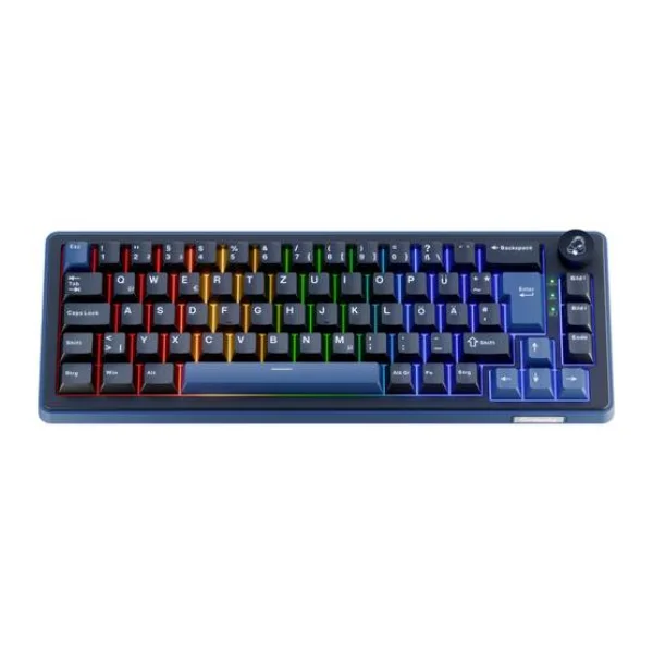 Ducky OK-M-65 - KTT Tactile Bluetooth®, Funk, USB Gaming-Tastatur Deutsch, QWERTZ Schwarz Abnehmbares Kabel, Beleuchtet