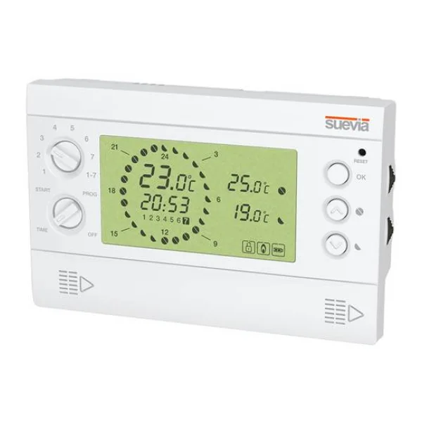 Suevia SU325700 Thermostat Raumthermostat Aufputz, Wand Tagesprogramm, Wochenprogramm Digitales Uhrenthermostat mit Relaisausgang