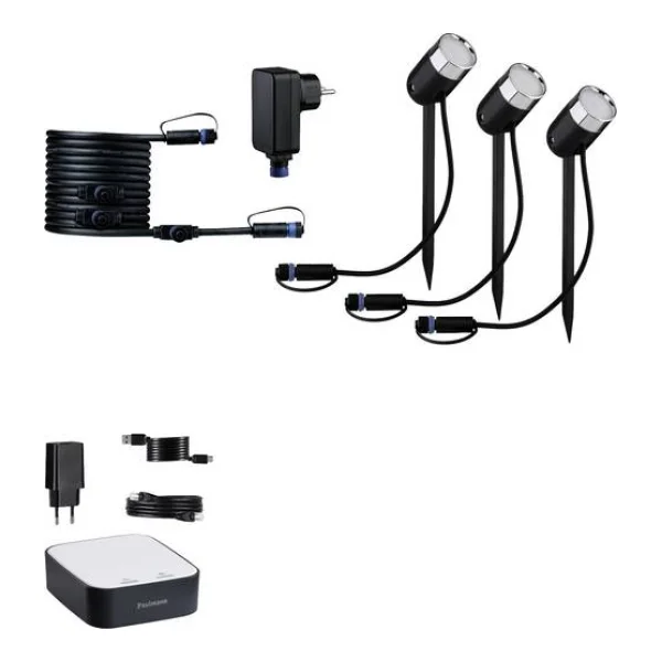 Paulmann 5183smik Gateway + P&S Pike Set Home Paket Smart Home System 13.5W RGBW Schwarz, Silber