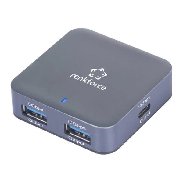 Renkforce RF-6416462 USB-Hub 2+2 Port USB-A, USB-C® USB 3.2 Gen2 10 GBit/s mit Aluminiumgehäuse, mit USB-C® Stecker