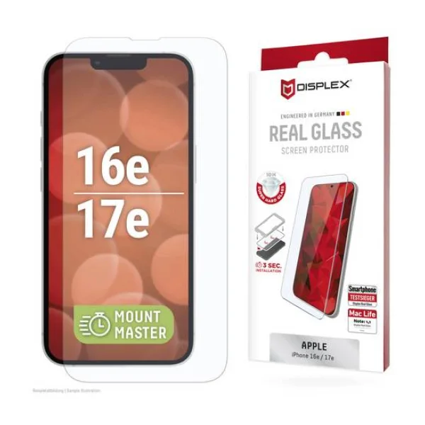 DISPLEX Real Glass Displayschutzglas Apple iPhone 16e, iPhone 17e 1 St. Anti-Fingerprint 02282