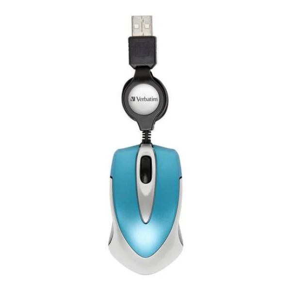 Verbatim Go Mini Maus USB Optisch Karibikblau 3 Tasten 1000 dpi mit Kabelroller