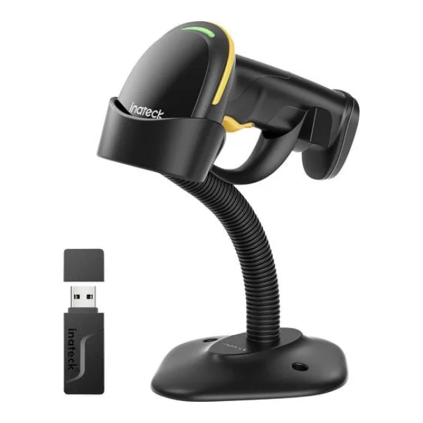 Inateck BCST-35_black Barcode-Scanner Bluetooth® 1D, 2D LED Black Hand-Scanner inkl. Standfuß
