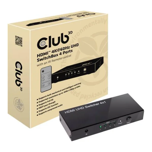 Club3D CSv-1370 4 Port HDMI-Switch 4096 x 2160 Pixel
