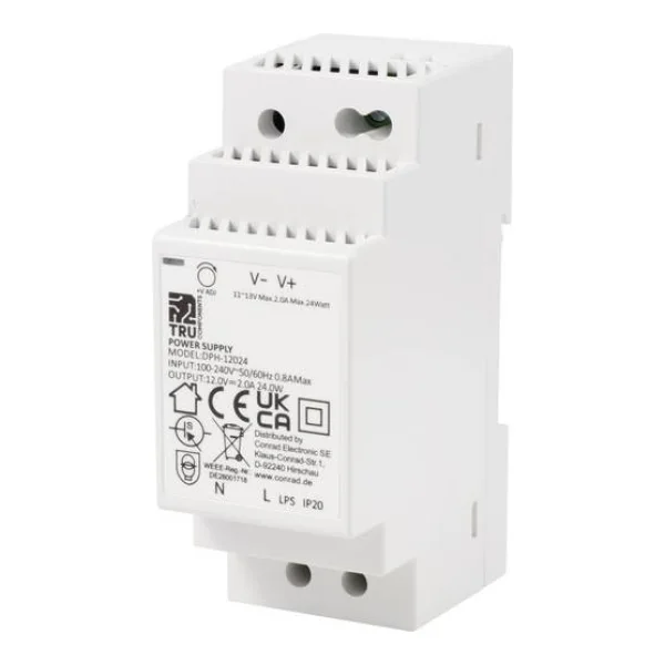 TRU COMPONENTS TC-10580808 Hutschienen-Netzteil (DIN-Rail) 12 V/DC 2A 24W Anzahl Ausgänge:1 x Inhalt 1St.