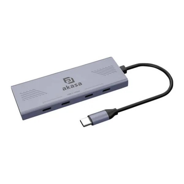 Akasa 4 Port USB-Hub mit USB-C® Stecker Aluminium (eloxiert) AK-CBCA32-18BK 10Gbps USB Type-C 4 Port Hub