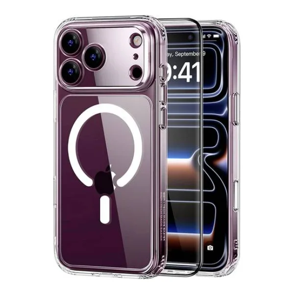 ESR Set bestehend aus Classic Hybrid Magnet Case mit Kamerasteuerung Taste & Tempered-Glass Displayschutz | Apple iPhone 18