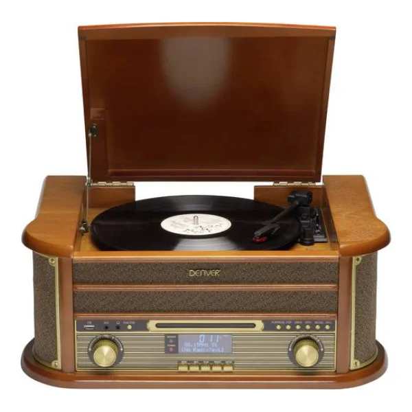 Denver MRD-51 USB-Plattenspieler Riemenantrieb Holz