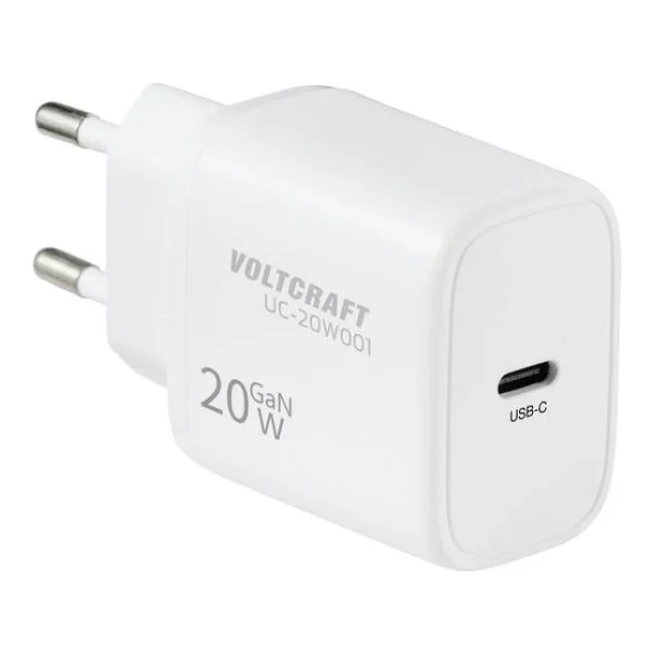 VOLTCRAFT UC-20W001 USB Ladegerät 20W 1x USB-C® Fast Charge, USB PD 3.0 Weiß GaN