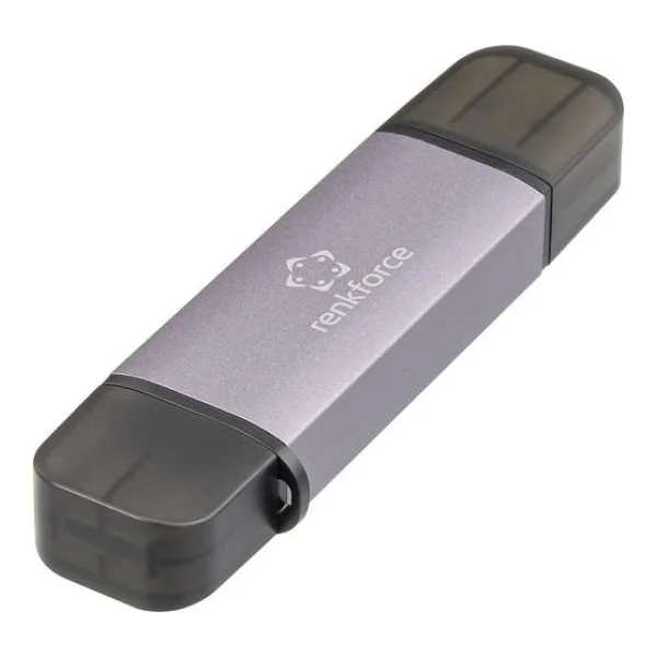Renkforce RF-CR-200 Externer Speicherkartenleser USB-A, USB-C® Dunkelgrau